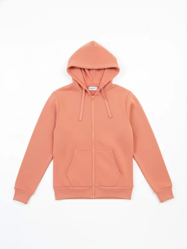 Highlander Men Pink Hooded Front-Open Sweatshirt