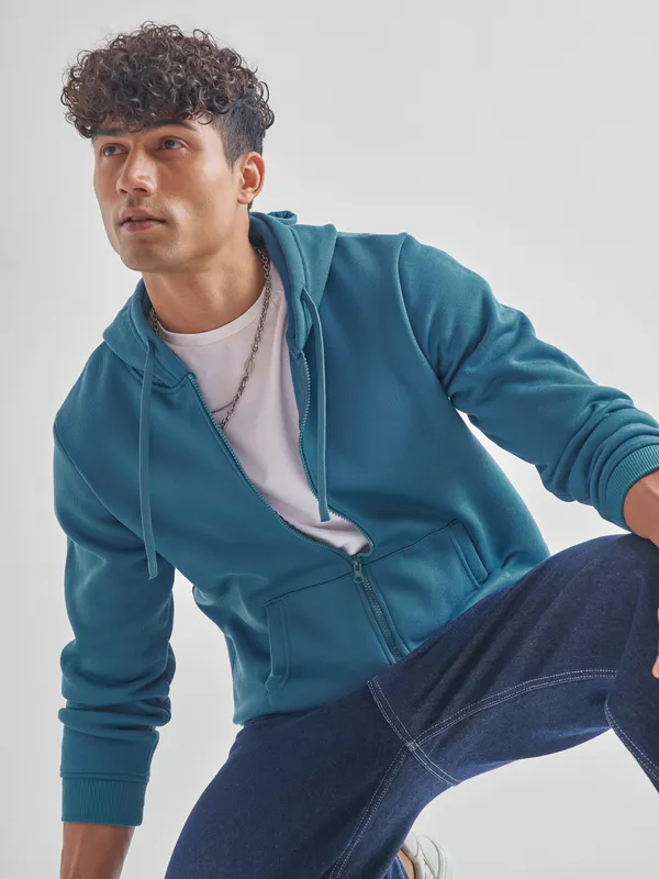 Highlander Men Teal Hooded Pullover Sweatshirt