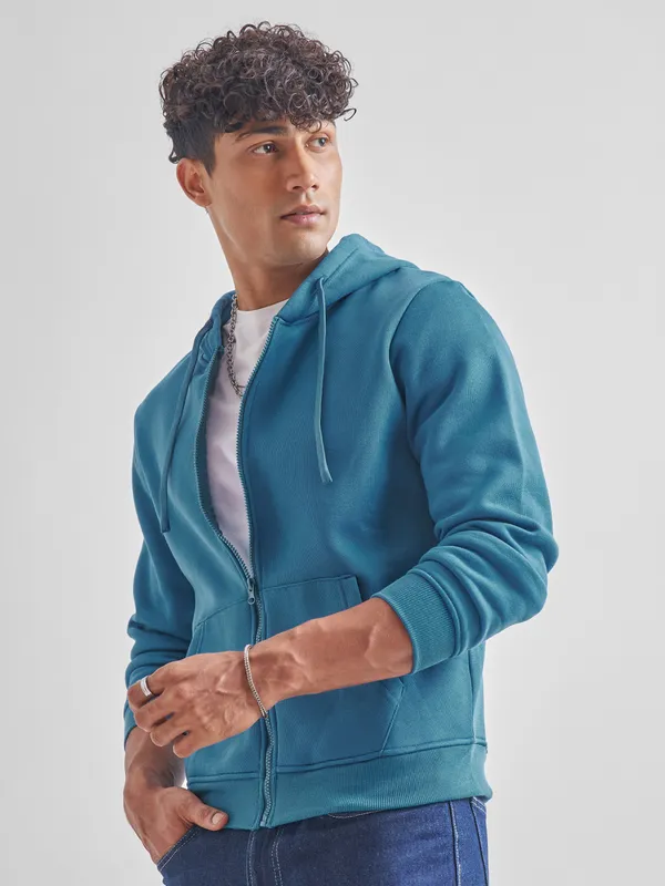 Highlander Men Teal Hooded Pullover Sweatshirt