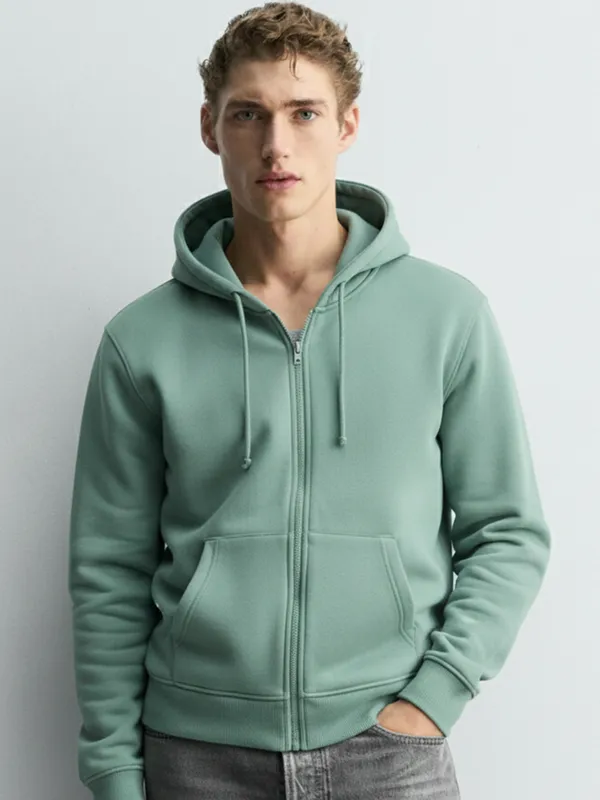 Highlander Men Blue Hooded Front-Open Sweatshirt