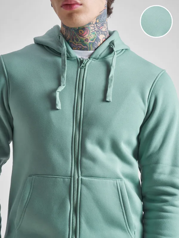 Highlander Men Blue Hooded Front-Open Sweatshirt