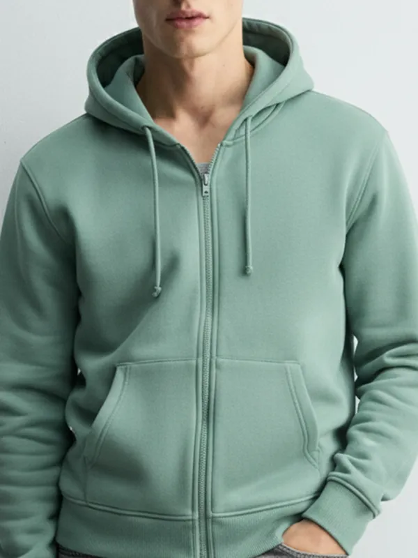 Highlander Men Blue Hooded Front-Open Sweatshirt