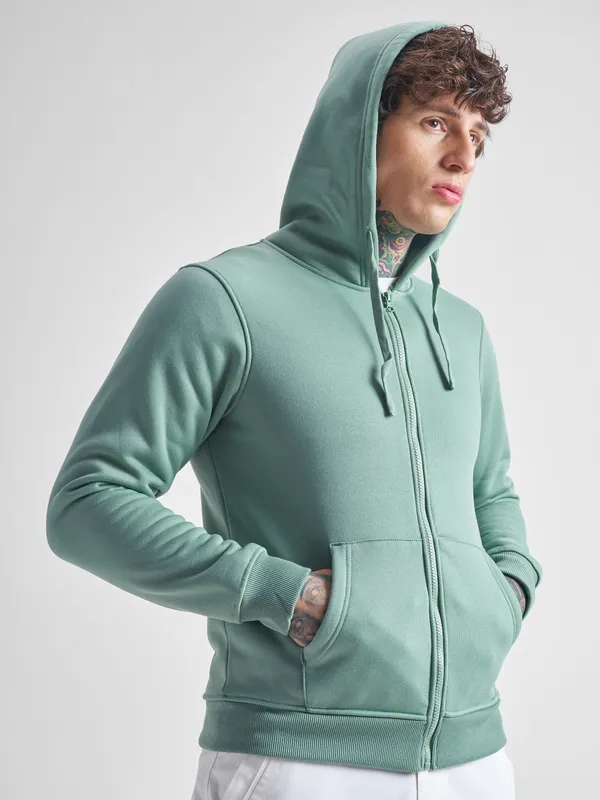 Highlander Men Blue Hooded Front-Open Sweatshirt