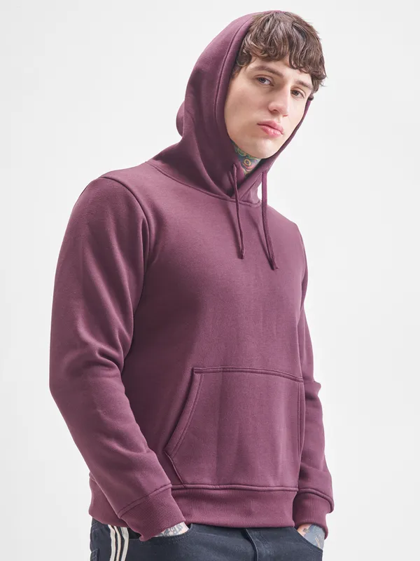 Highlander Men Burgundy Hooded Pullover Sweatshirt