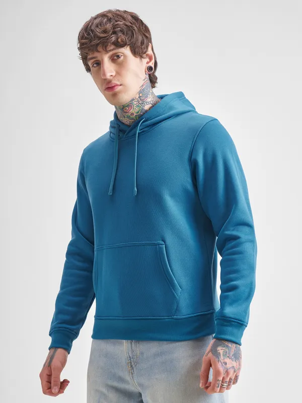 Highlander Men Teal Hooded Pullover Sweatshirt