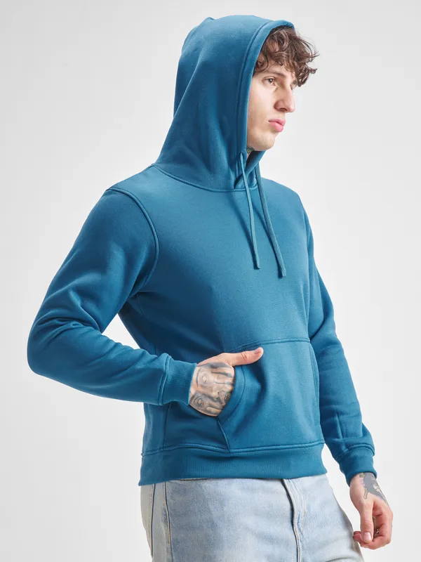 Highlander Men Teal Hooded Pullover Sweatshirt