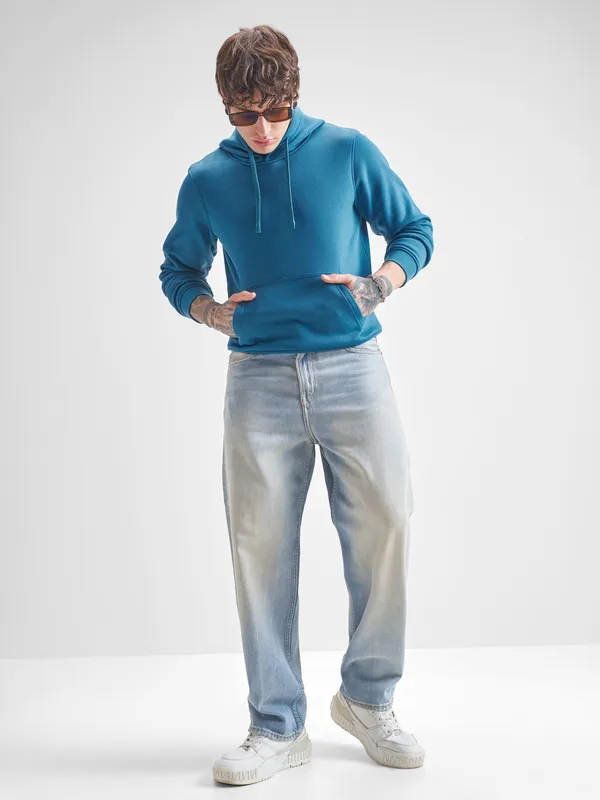 Highlander Men Teal Hooded Pullover Sweatshirt