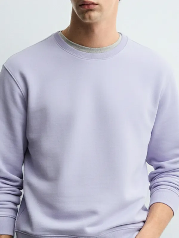 Highlander Men Lavender Round Neck Pullover Sweatshirt