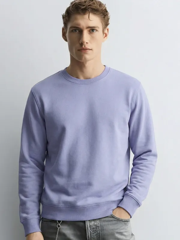 Highlander Men Lavender Round Neck Pullover Sweatshirt
