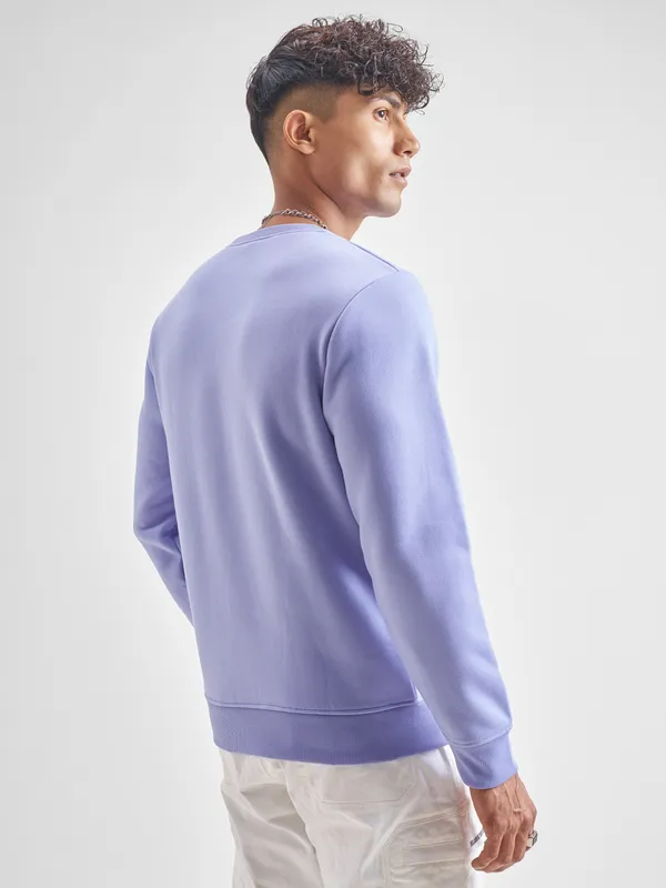 Highlander Men Lavender Round Neck Pullover Sweatshirt