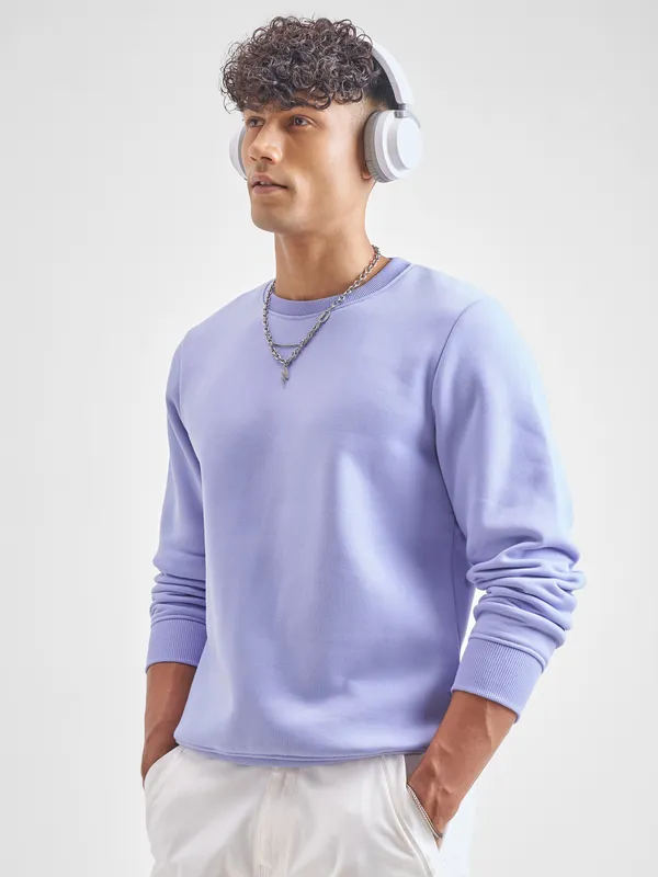 Highlander Men Lavender Round Neck Pullover Sweatshirt