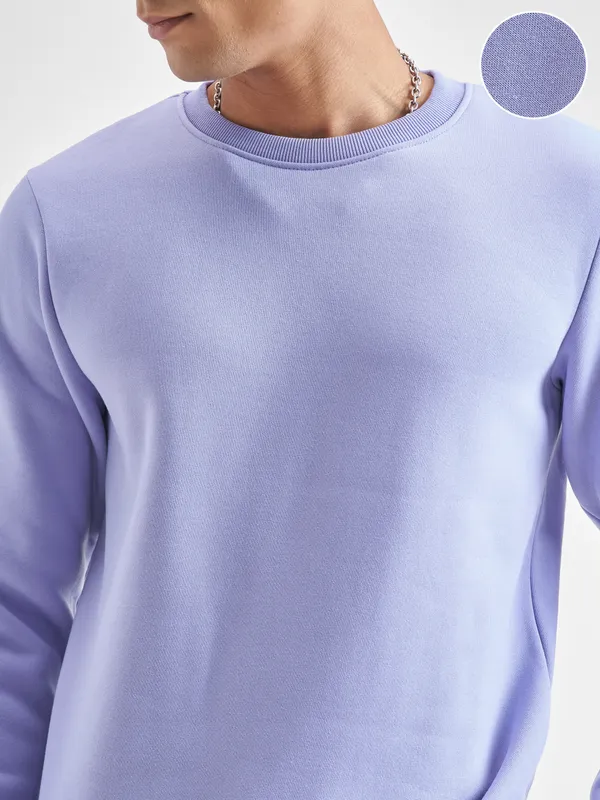 Highlander Men Lavender Round Neck Pullover Sweatshirt