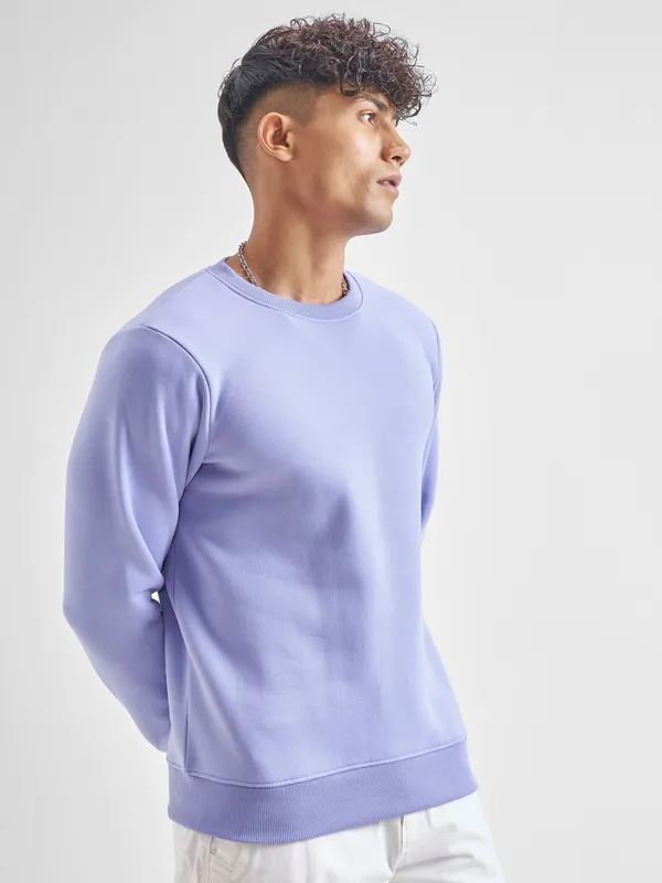 Highlander Men Lavender Round Neck Pullover Sweatshirt