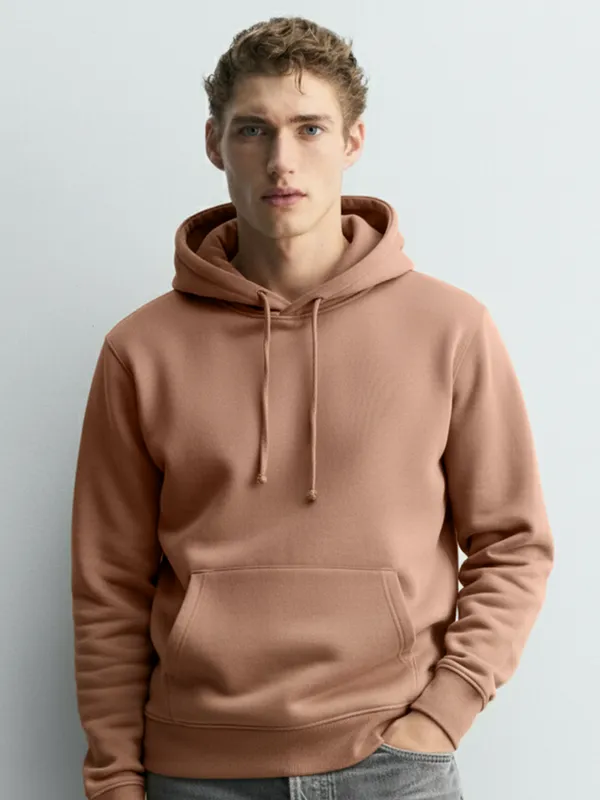 Highlander Men Beige Hooded Pullover Sweatshirt