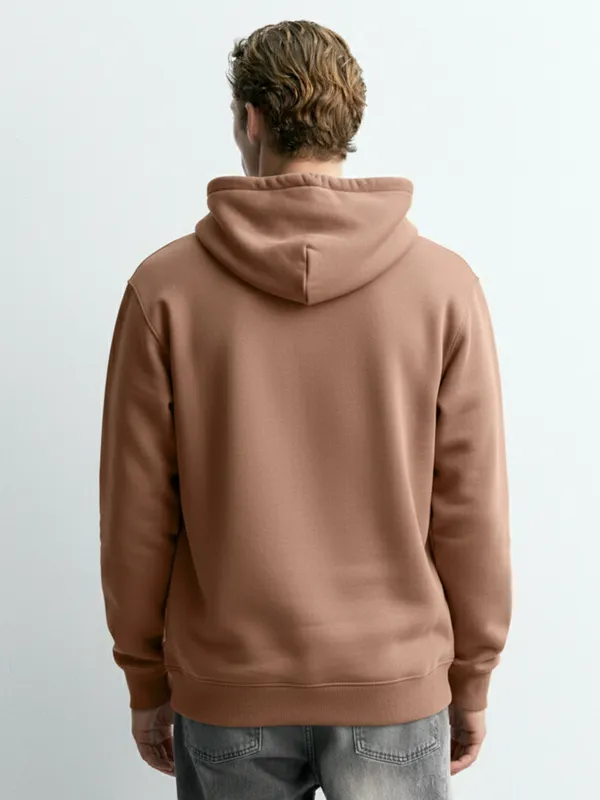 Highlander Men Beige Hooded Pullover Sweatshirt