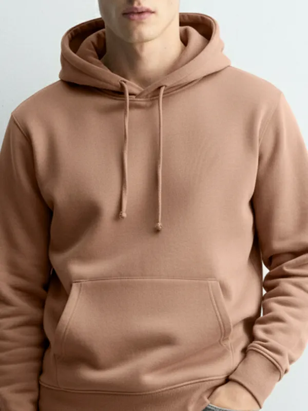 Highlander Men Beige Hooded Pullover Sweatshirt