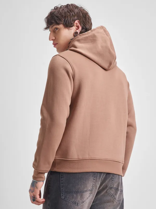 Highlander Men Beige Hooded Pullover Sweatshirt