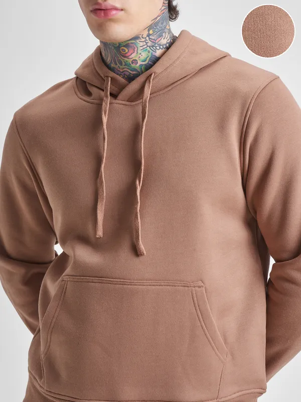 Highlander Men Beige Hooded Pullover Sweatshirt