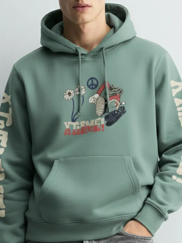 Highlander Men Blue Hooded Pullover Sweatshirt
