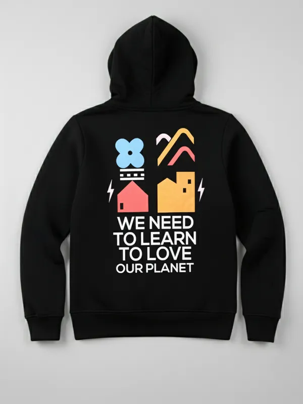 Highlander Men Black Hooded Pullover Sweatshirt