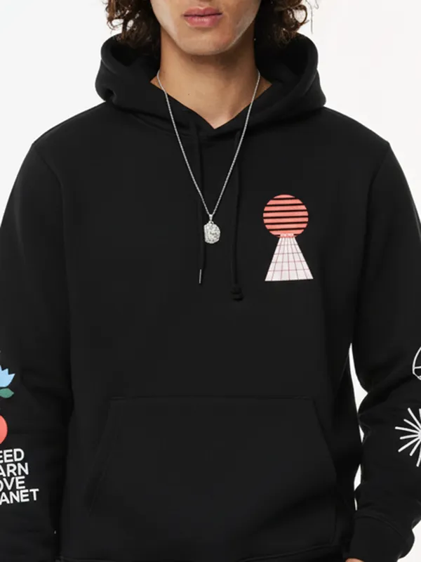 Highlander Men Black Hooded Pullover Sweatshirt