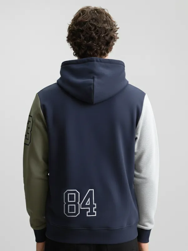 Highlander Men Navy Blue Hooded Pullover Sweatshirt