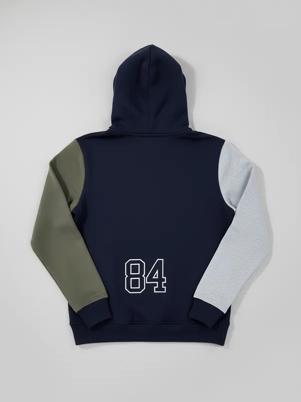 Highlander Men Navy Blue Hooded Pullover Sweatshirt