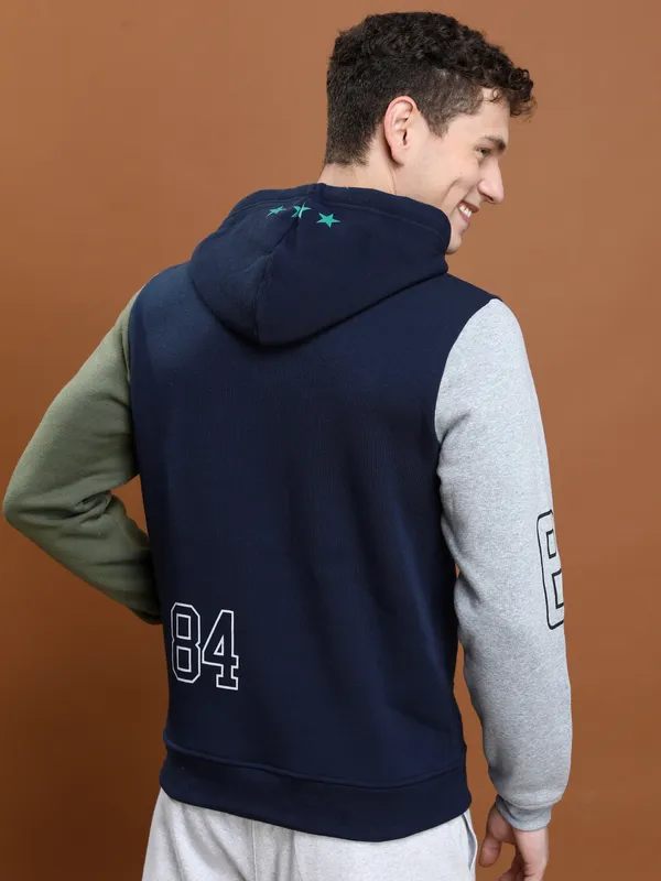 Highlander Men Navy Blue Hooded Pullover Sweatshirt