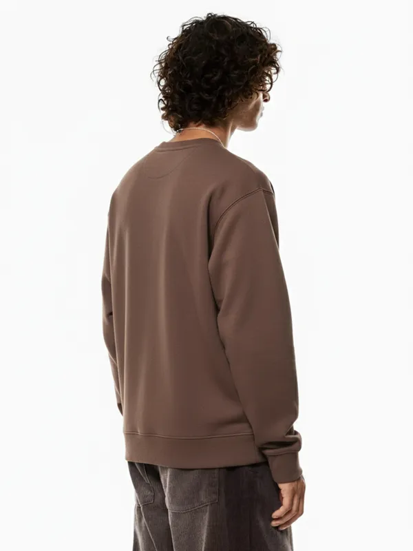 Highlander Men Brown Round Neck Pullover Sweatshirt