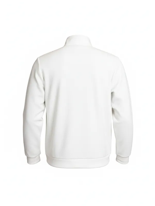 Highlander Men White High Neck Front-Open Sweatshirt