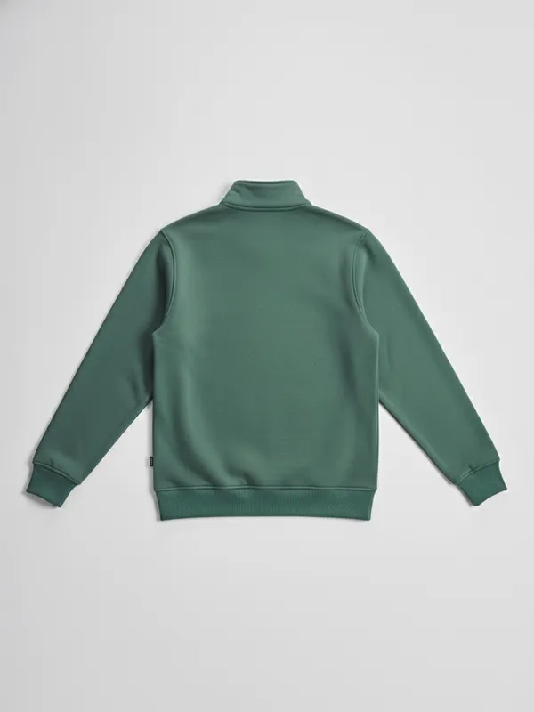 Highlander Men Green Mock Collar Pullover Sweatshirt