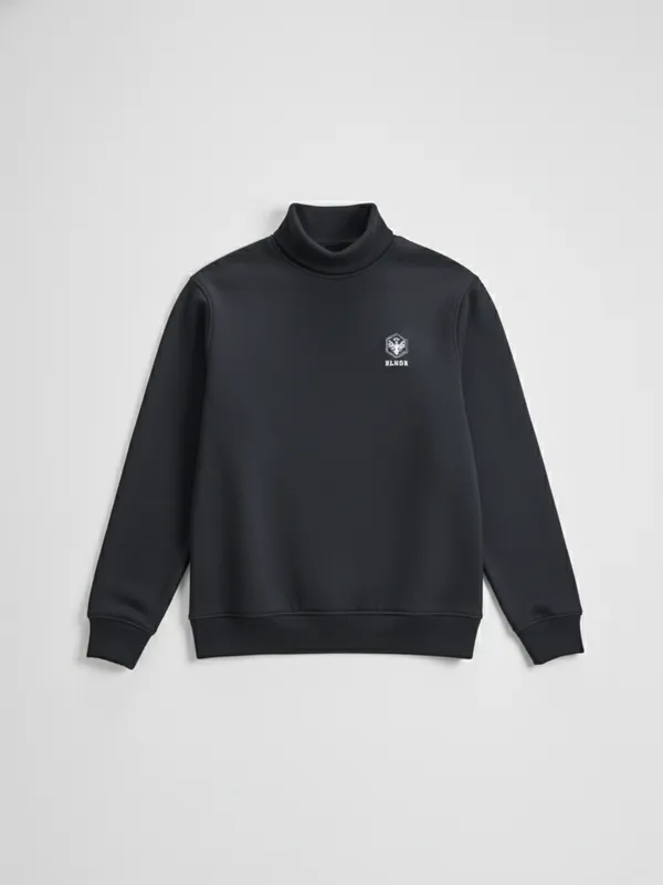 Highlander Men Black Turtle Neck Pullover Sweatshirt