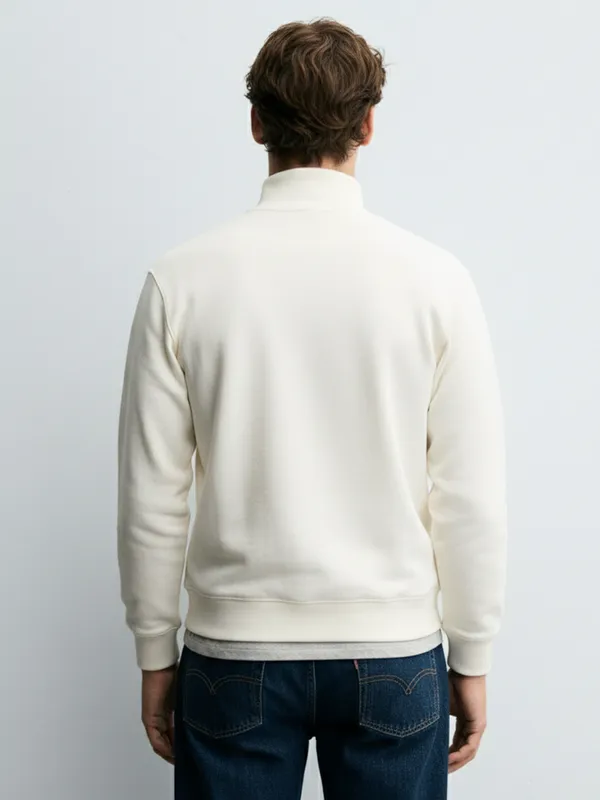 Highlander Men White Turtle Neck Pullover Sweatshirt