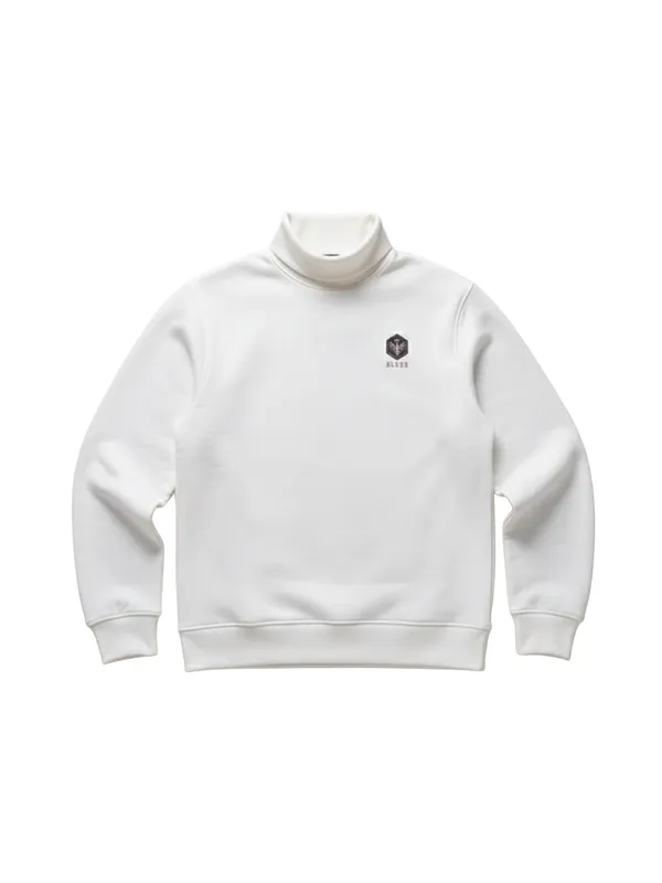 Highlander Men White Turtle Neck Pullover Sweatshirt