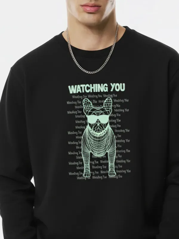 Highlander Men Black Round Neck Pullover Sweatshirt