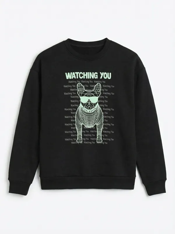 Highlander Men Black Round Neck Pullover Sweatshirt