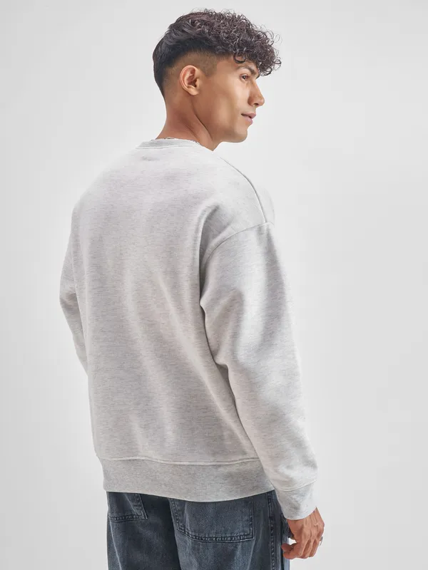 Highlander Men White Round Neck Pullover Sweatshirt