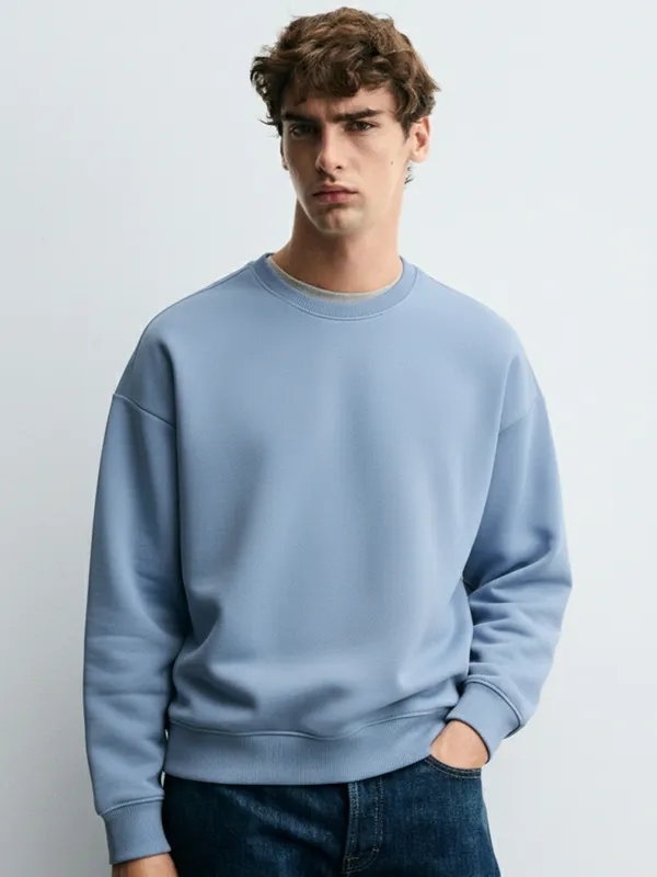 Highlander Men Blue Round Neck Pullover Sweatshirt