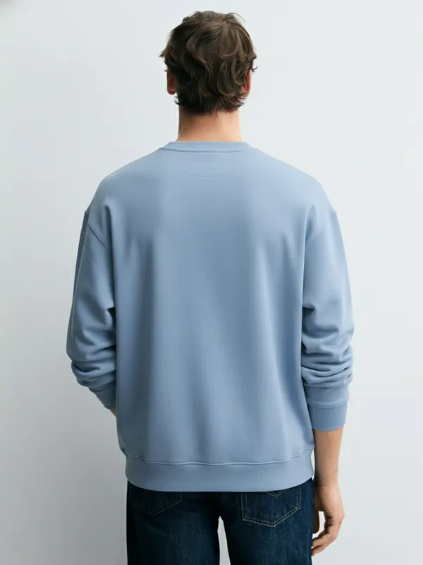 Highlander Men Blue Round Neck Pullover Sweatshirt