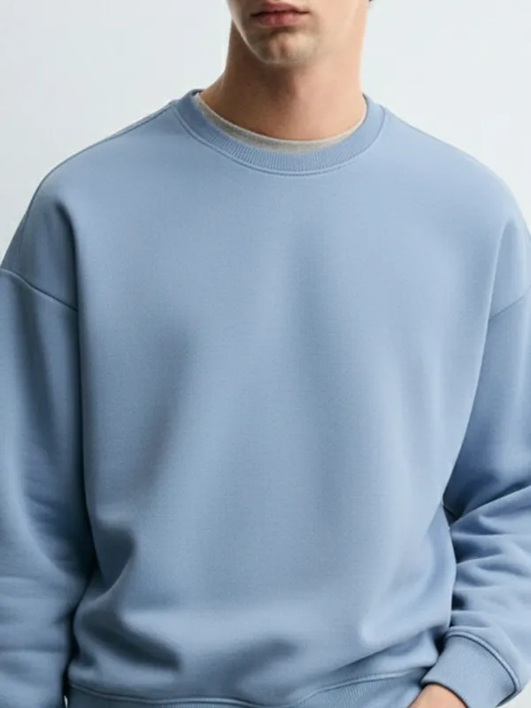 Highlander Men Blue Round Neck Pullover Sweatshirt