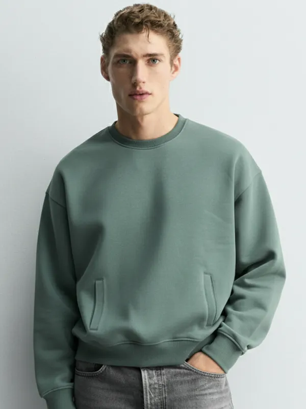 Highlander Men Green Round Neck Pullover Sweatshirt