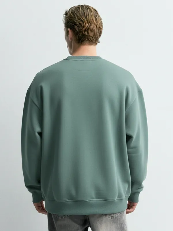 Highlander Men Green Round Neck Pullover Sweatshirt