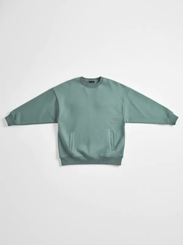 Highlander Men Green Round Neck Pullover Sweatshirt