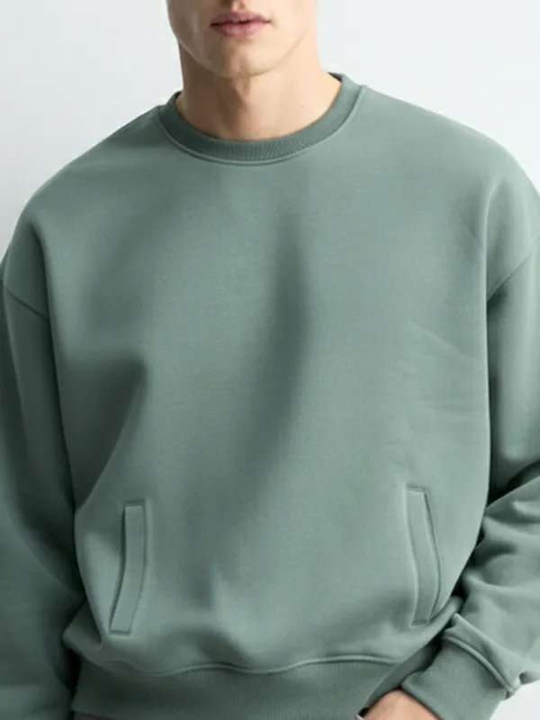 Highlander Men Green Round Neck Pullover Sweatshirt
