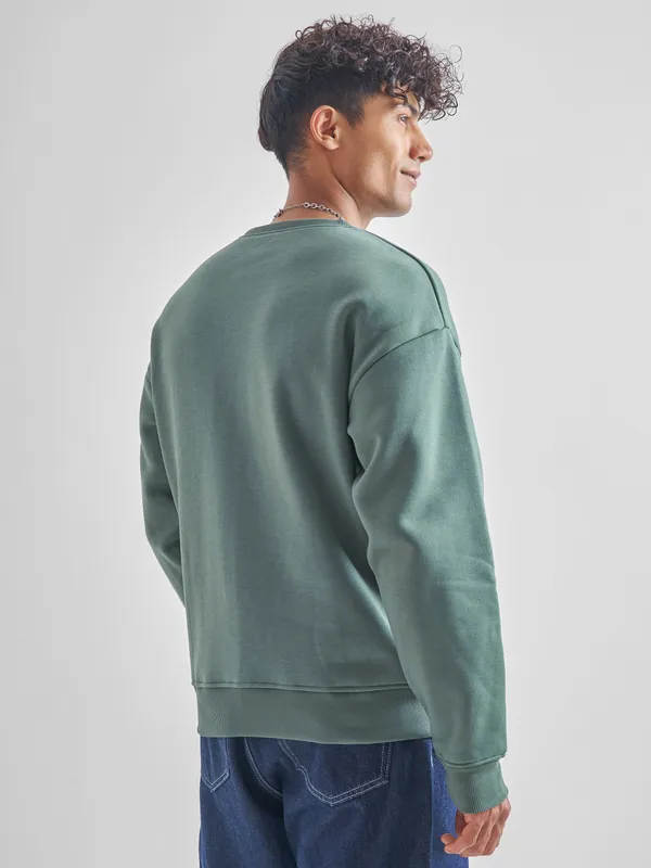 Highlander Men Green Round Neck Pullover Sweatshirt