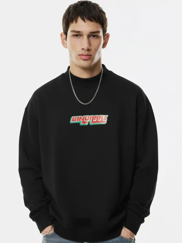 Highlander Men Black Round Neck Pullover Sweatshirt