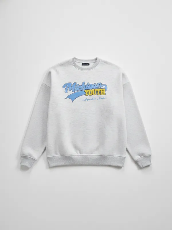 Highlander Men White Round Neck Pullover Sweatshirt