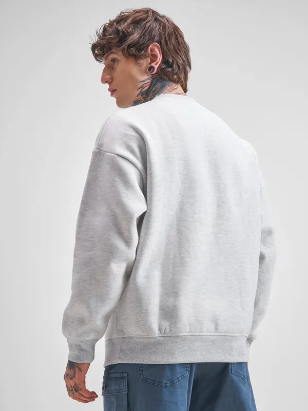 Highlander Men White Round Neck Pullover Sweatshirt