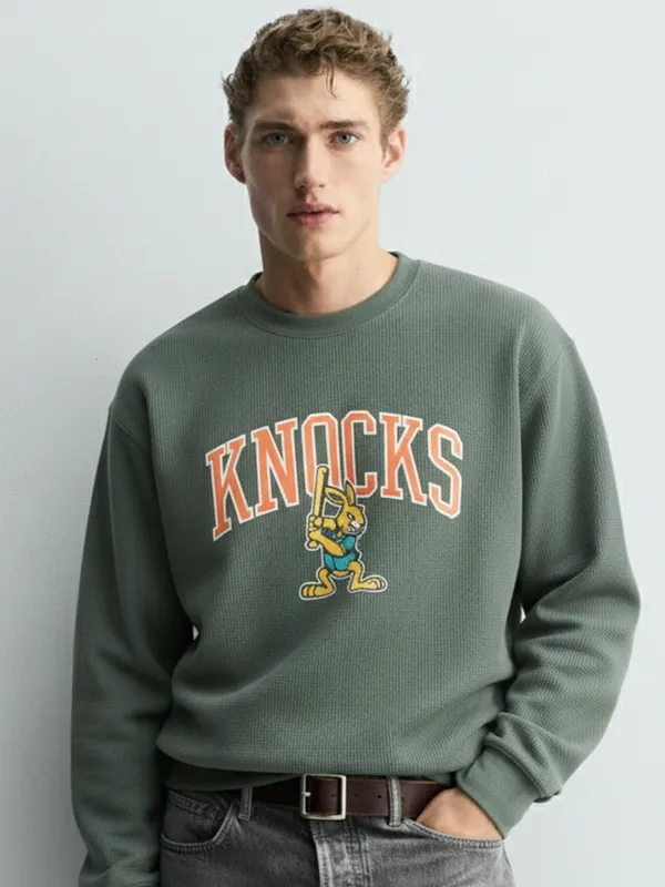 Highlander Men Green Round Neck Pullover Sweatshirt