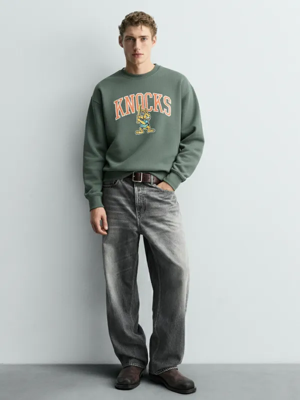 Highlander Men Green Round Neck Pullover Sweatshirt